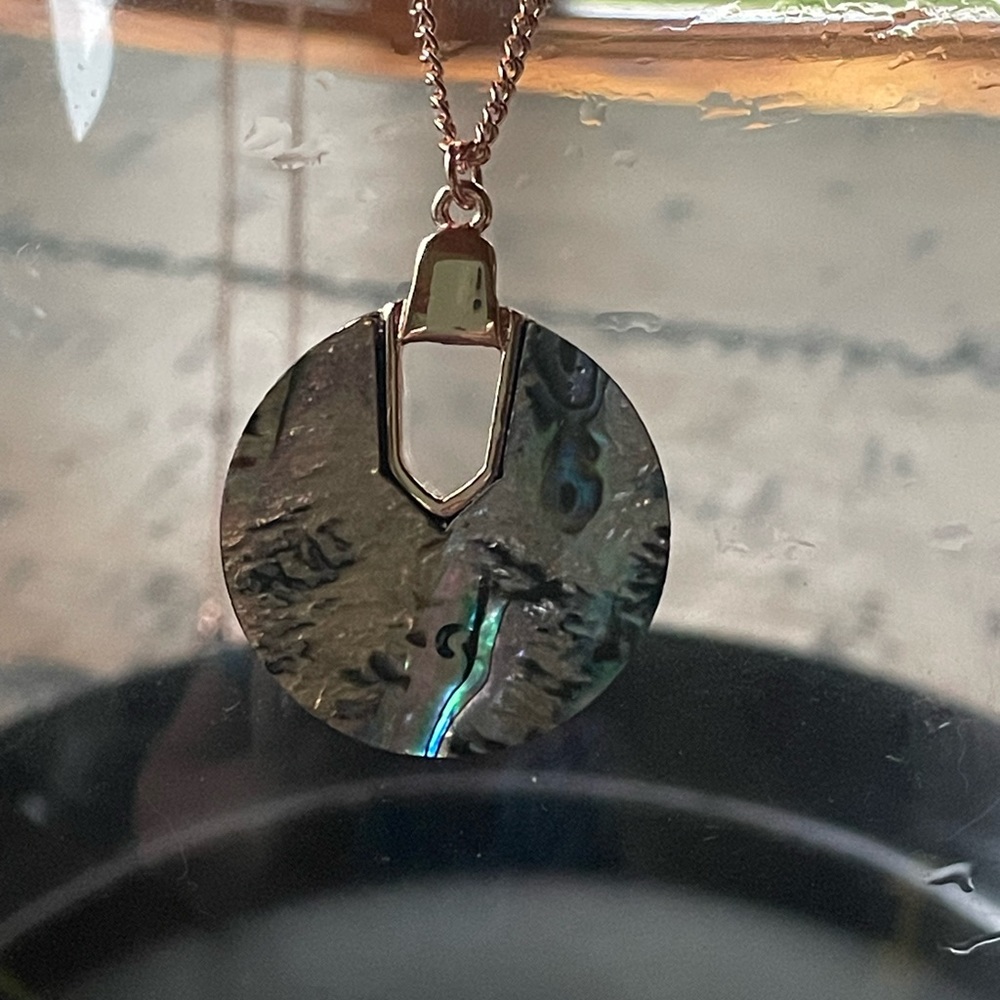 Long Faux Shell Rose Gold Tone Necklace